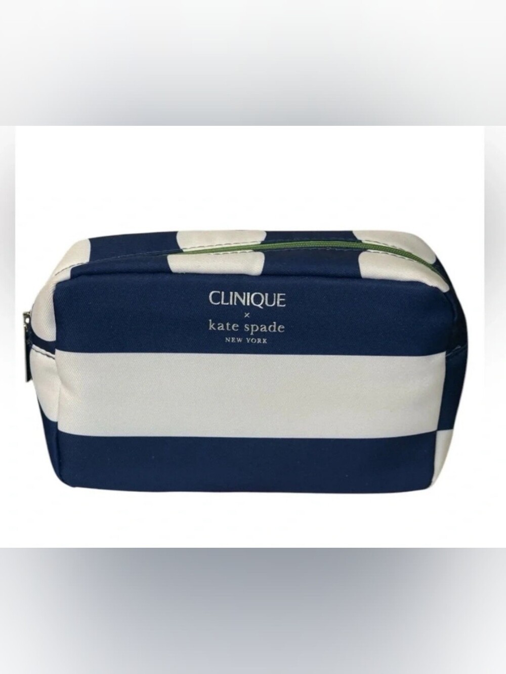 Kate Spade x Clinique Navy Striped & Polka Dot Cosmetic Pouch EUC